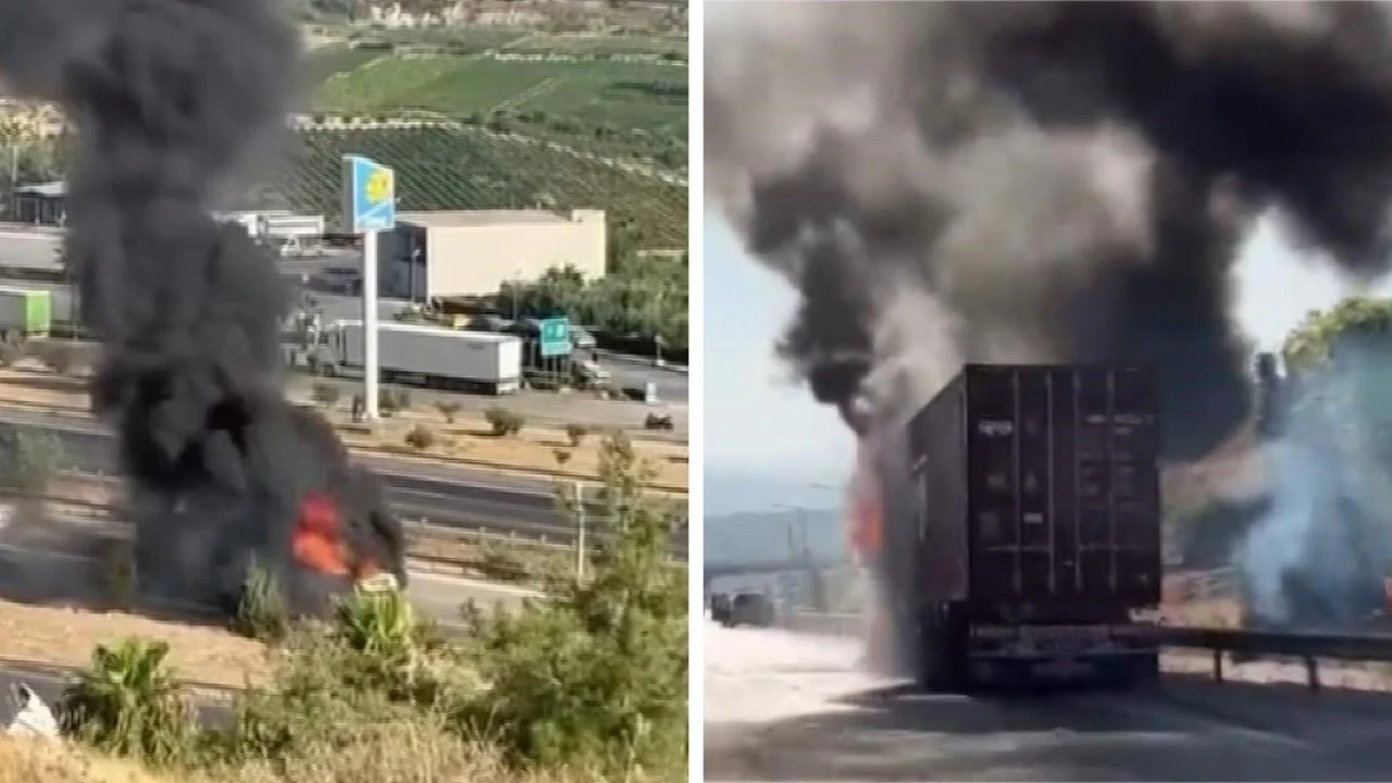 Mersin’de 24 ton çikolata yüklü tır yandı
